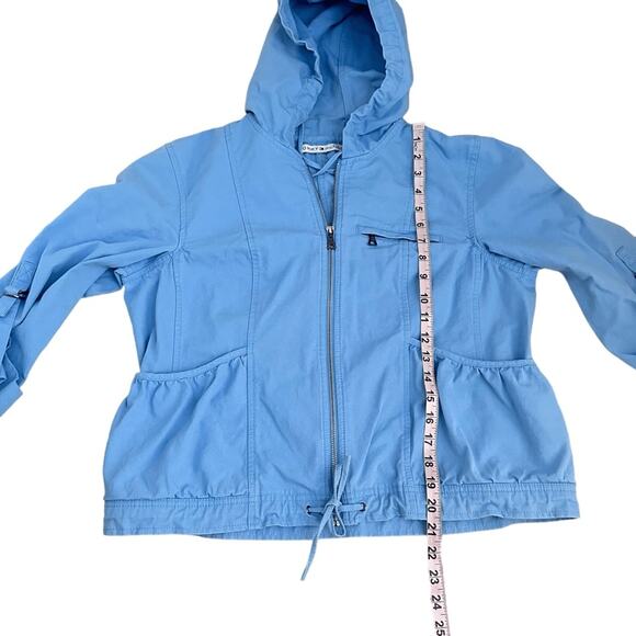 Tommy Hilfiger Women’s Blue Hooded Utility Jacket Drawstring Zip Front Size M - Picture 5 of 9